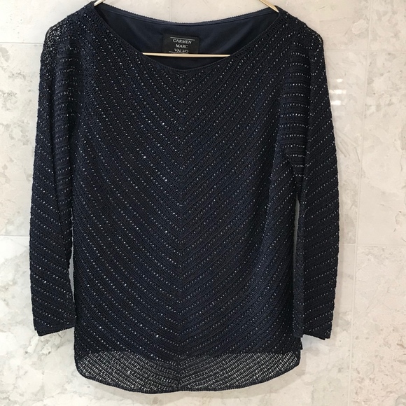 CARMEN MARC VALVO 2-Pc Evening Skirt Set Navy - Picture 4 of 5